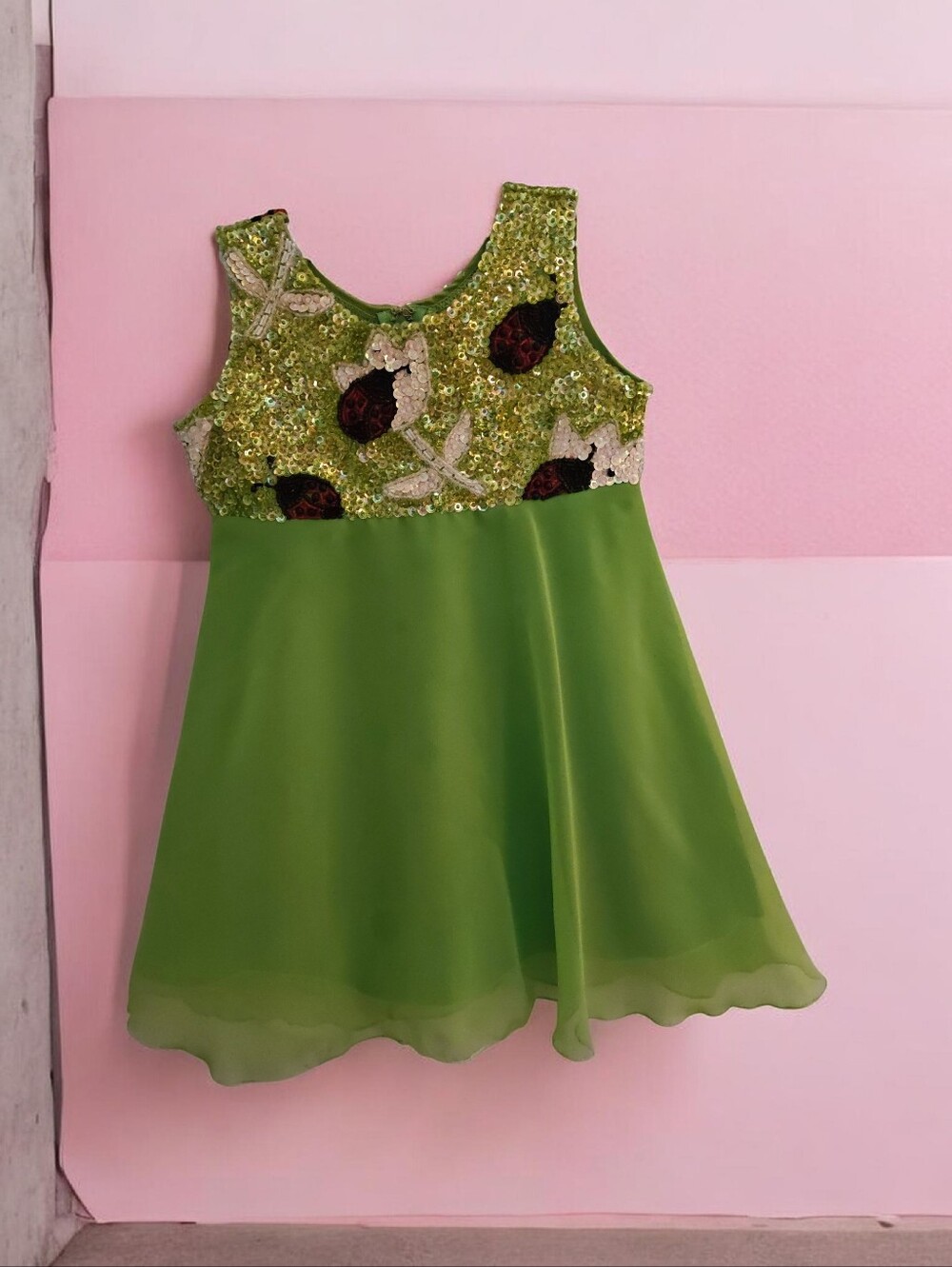 Girls Green Sequin Bodice Party Dress Size 2 By Little Attitudes